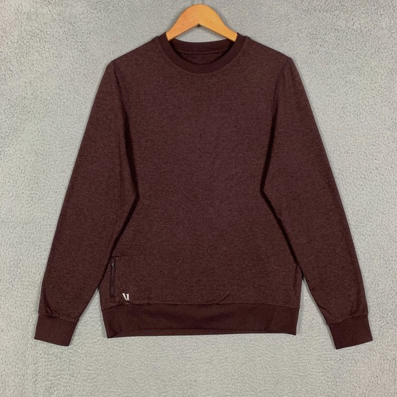 Vuori Ponto Sweatshirt Men's Large L Oxblood Heather Crew Pullover DreamKnit Gym